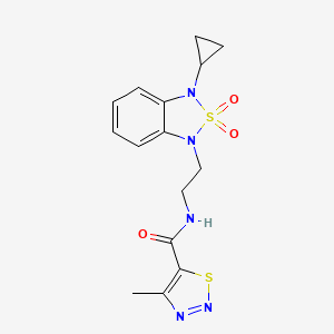 molecular formula C15H17N5O3S2 B2396610 N-[2-(3-cyclopropyl-2,2-dioxo-1,3-dihydro-2λ<sup>6</sup>,1,3-benzothiadiazol-1-yl)éthyl]-4-méthyl-1,2,3-thiadiazole-5-carboxamide CAS No. 2097860-97-2