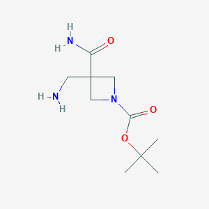 molecular formula C10H19N3O3 B2396613 Ncc1(CN(C1)C(=O)OC(C)(C)C)C(N)=O CAS No. 1262407-51-1