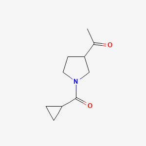 molecular formula C10H15NO2 B2396616 1-(1-(Cyclopropanecarbonyl)pyrrolidin-3-yl)ethanone CAS No. 2034462-96-7