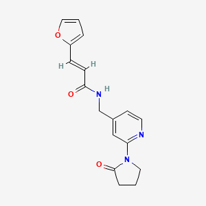 (E)-3-(furan-2-yl)-N-((2-(2-oxopyrrolidin-1-yl)pyridin-4-yl)methyl)acrylamide