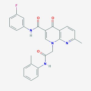 molecular formula C25H21FN4O3 B2396641 N-(3-fluorophenyl)-7-methyl-4-oxo-1-(2-oxo-2-(o-tolylamino)ethyl)-1,4-dihydro-1,8-naphthyridine-3-carboxamide CAS No. 1251569-44-4
