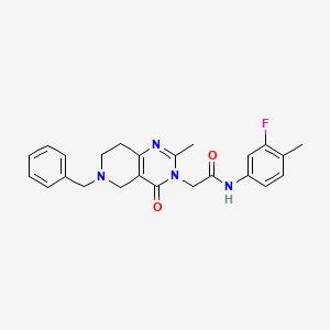 molecular formula C24H25FN4O2 B2396652 2-(6-benzyl-2-methyl-4-oxo-7,8-dihydro-5H-pyrido[4,3-d]pyrimidin-3-yl)-N-(3-fluoro-4-methylphenyl)acetamide CAS No. 1251707-56-8