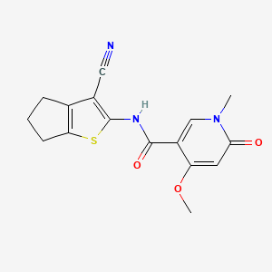 molecular formula C16H15N3O3S B2396658 N-(3-cyano-5,6-dihydro-4H-cyclopenta[b]thiophen-2-yl)-4-methoxy-1-methyl-6-oxo-1,6-dihydropyridine-3-carboxamide CAS No. 2034380-32-8