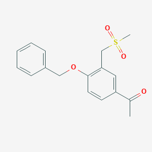 molecular formula C17H18O4S B2396659 1-(4-(Benzyloxy)-3-((methylsulfonyl)methyl)phenyl)ethanone CAS No. 49640-13-3