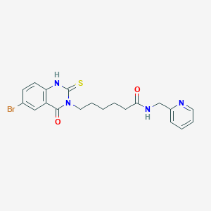 6-(6-bromo-4-oxo-2-sulfanylidene-1H-quinazolin-3-yl)-N-(pyridin-2-ylmethyl)hexanamide