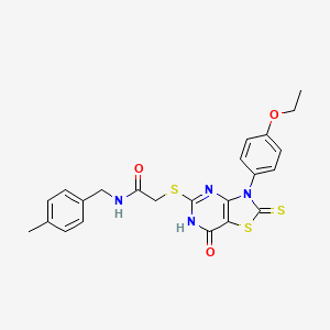 2-((3-(4-ethoxyphenyl)-7-oxo-2-thioxo-2,3,6,7-tetrahydrothiazolo[4,5-d]pyrimidin-5-yl)thio)-N-(4-methylbenzyl)acetamide