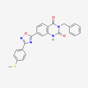 molecular formula C24H18N4O3S B2396676 3-benzyl-7-(3-(4-(methylthio)phenyl)-1,2,4-oxadiazol-5-yl)quinazoline-2,4(1H,3H)-dione CAS No. 1326860-71-2