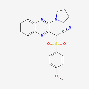 2-((4-Methoxyphenyl)sulfonyl)-2-(3-(pyrrolidin-1-yl)quinoxalin-2-yl)acetonitrile