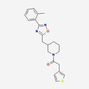 2-(Thiophen-3-yl)-1-(3-((3-(o-tolyl)-1,2,4-oxadiazol-5-yl)methyl)piperidin-1-yl)ethanone