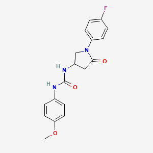 molecular formula C18H18FN3O3 B2396727 1-(1-(4-Fluorophenyl)-5-oxopyrrolidin-3-yl)-3-(4-methoxyphenyl)urea CAS No. 894015-78-2