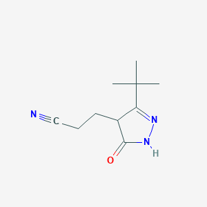 molecular formula C10H15N3O B2396730 3-(3-(tert-Butyl)-5-oxo-4,5-dihydro-1H-pyrazol-4-yl)propanenitrile CAS No. 1803591-30-1