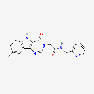 molecular formula C19H17N5O2 B2396741 2-(8-methyl-4-oxo-4,5-dihydro-3H-pyrimido[5,4-b]indol-3-yl)-N-(pyridin-2-ylmethyl)acetamide CAS No. 1189693-48-8