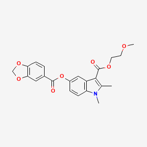 2-methoxyethyl 5-((benzo[d][1,3]dioxole-5-carbonyl)oxy)-1,2-dimethyl-1H-indole-3-carboxylate