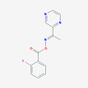 molecular formula C13H10FN3O2 B2396765 2-{[(2-Fluorobenzoyl)oxy]ethanimidoyl}pyrazine CAS No. 861210-61-9