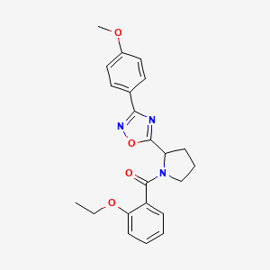 molecular formula C22H23N3O4 B2396779 5-[1-(2-Ethoxybenzoyl)pyrrolidin-2-yl]-3-(4-methoxyphenyl)-1,2,4-oxadiazole CAS No. 1788671-33-9