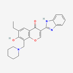molecular formula C24H25N3O3 B2396786 3-(1H-benzo[d]imidazol-2-yl)-6-ethyl-7-hydroxy-8-(piperidin-1-ylmethyl)-4H-chromen-4-one CAS No. 637747-19-4