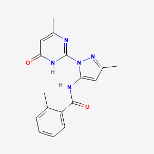 2-methyl-N-(3-methyl-1-(4-methyl-6-oxo-1,6-dihydropyrimidin-2-yl)-1H-pyrazol-5-yl)benzamide