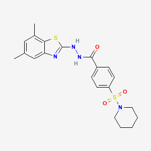 molecular formula C21H24N4O3S2 B2396795 N'-(5,7-dimethylbenzo[d]thiazol-2-yl)-4-(piperidin-1-ylsulfonyl)benzohydrazide CAS No. 851987-51-4