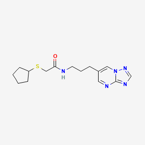 molecular formula C15H21N5OS B2396807 N-(3-([1,2,4]triazolo[1,5-a]pyrimidin-6-yl)propyl)-2-(cyclopentylthio)acetamide CAS No. 2034615-94-4