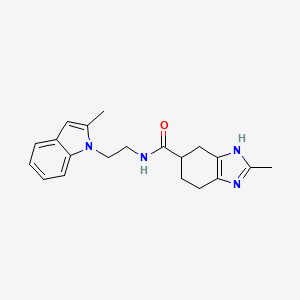 molecular formula C20H24N4O B2396811 2-methyl-N-(2-(2-methyl-1H-indol-1-yl)ethyl)-4,5,6,7-tetrahydro-1H-benzo[d]imidazole-5-carboxamide CAS No. 2034359-87-8