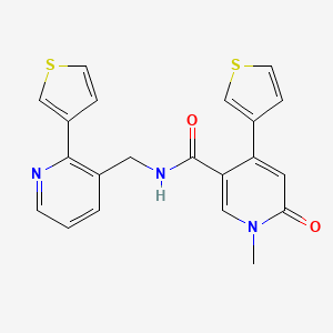 molecular formula C21H17N3O2S2 B2396814 1-methyl-6-oxo-4-(thiophen-3-yl)-N-((2-(thiophen-3-yl)pyridin-3-yl)methyl)-1,6-dihydropyridine-3-carboxamide CAS No. 2034544-40-4