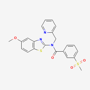 molecular formula C22H19N3O4S2 B2396816 N-(5-methoxybenzo[d]thiazol-2-yl)-3-(methylsulfonyl)-N-(pyridin-2-ylmethyl)benzamide CAS No. 941967-85-7