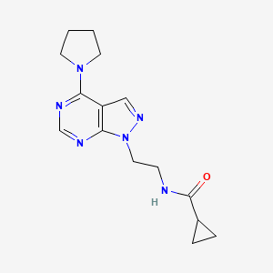 molecular formula C15H20N6O B2396837 N-(2-(4-(pyrrolidin-1-yl)-1H-pyrazolo[3,4-d]pyrimidin-1-yl)ethyl)cyclopropanecarboxamide CAS No. 1021094-06-3