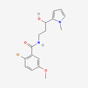 molecular formula C16H19BrN2O3 B2396853 2-bromo-N-(3-hydroxy-3-(1-methyl-1H-pyrrol-2-yl)propyl)-5-methoxybenzamide CAS No. 1798530-09-2