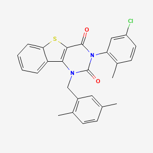 molecular formula C26H21ClN2O2S B2396859 3-(5-chloro-2-methylphenyl)-1-(2,5-dimethylbenzyl)[1]benzothieno[3,2-d]pyrimidine-2,4(1H,3H)-dione CAS No. 893786-04-4