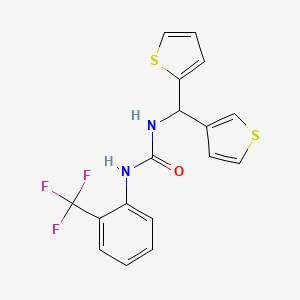 molecular formula C17H13F3N2OS2 B2396869 1-(Thiophen-2-yl(thiophen-3-yl)methyl)-3-(2-(trifluoromethyl)phenyl)urea CAS No. 2034459-55-5
