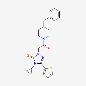 molecular formula C23H26N4O2S B2396879 1-(2-(4-benzylpiperidin-1-yl)-2-oxoethyl)-4-cyclopropyl-3-(thiophen-2-yl)-1H-1,2,4-triazol-5(4H)-one CAS No. 1428375-85-2