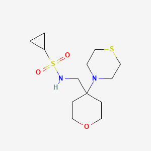 molecular formula C13H24N2O3S2 B2396885 N-[(4-Thiomorpholin-4-yloxan-4-yl)methyl]cyclopropanesulfonamide CAS No. 2415530-91-3