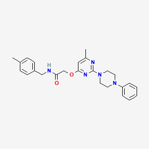 molecular formula C25H29N5O2 B2396890 N-(4-methylbenzyl)-2-{[6-methyl-2-(4-phenylpiperazin-1-yl)pyrimidin-4-yl]oxy}acetamide CAS No. 1029763-92-5