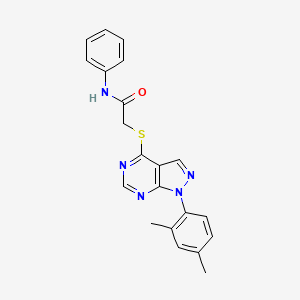 molecular formula C21H19N5OS B2396917 2-[1-(2,4-dimethylphenyl)pyrazolo[3,4-d]pyrimidin-4-yl]sulfanyl-N-phenylacetamide CAS No. 893925-13-8
