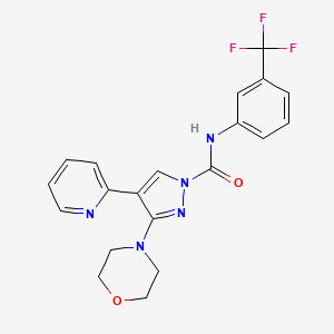 molecular formula C20H18F3N5O2 B2396927 3-(4-morpholinyl)-4-(2-pyridinyl)-N-[3-(trifluoromethyl)phenyl]-1-pyrazolecarboxamide CAS No. 303995-19-9