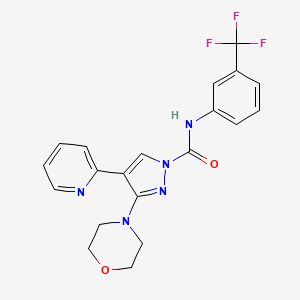 molecular formula C20H18F3N5O2 B2396927 3-(4-吗啉基)-4-(2-吡啶基)-N-[3-(三氟甲基)苯基]-1-吡唑甲酰胺 CAS No. 303995-19-9