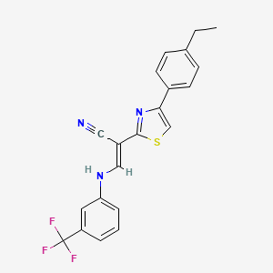 (E)-2-(4-(4-ethylphenyl)thiazol-2-yl)-3-((3-(trifluoromethyl)phenyl)amino)acrylonitrile