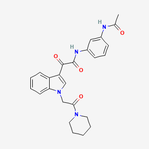N-(3-acetamidophenyl)-2-oxo-2-[1-(2-oxo-2-piperidin-1-ylethyl)indol-3-yl]acetamide