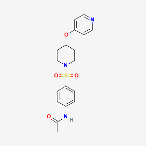 molecular formula C18H21N3O4S B2396945 N-(4-((4-(pyridin-4-yloxy)piperidin-1-yl)sulfonyl)phenyl)acetamide CAS No. 2034471-19-5