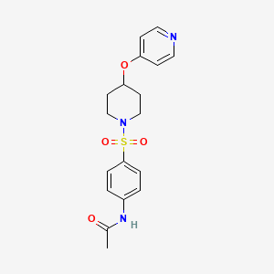 molecular formula C18H21N3O4S B2396945 N-(4-((4-(ピリジン-4-イルオキシ)ピペリジン-1-イル)スルホニル)フェニル)アセトアミド CAS No. 2034471-19-5