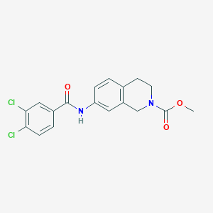 molecular formula C18H16Cl2N2O3 B2396950 methyl 7-(3,4-dichlorobenzamido)-3,4-dihydroisoquinoline-2(1H)-carboxylate CAS No. 1448126-05-3
