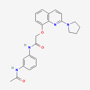 molecular formula C23H24N4O3 B2396956 N-(3-乙酰氨基苯基)-2-((2-(吡咯烷-1-基)喹啉-8-基)氧基)乙酰胺 CAS No. 921538-34-3