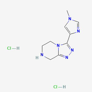 molecular formula C9H14Cl2N6 B2396958 1-methyl-4-{5H,6H,7H,8H-[1,2,4]triazolo[4,3-a]pyrazin-3-yl}-1H-imidazole dihydrochloride CAS No. 2044927-38-8