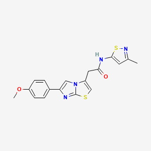 molecular formula C18H16N4O2S2 B2396960 2-(6-(4-甲氧基苯基)咪唑并[2,1-b]噻唑-3-基)-N-(3-甲基异噻唑-5-基)乙酰胺 CAS No. 1257548-59-6