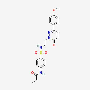 molecular formula C22H24N4O5S B2396961 N-(4-(N-(2-(3-(4-methoxyphenyl)-6-oxopyridazin-1(6H)-yl)ethyl)sulfamoyl)phenyl)propionamide CAS No. 921879-30-3