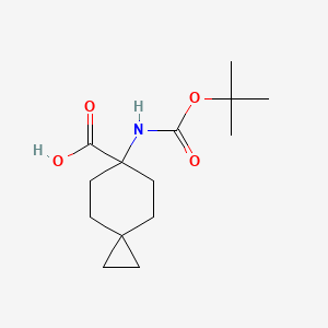 molecular formula C14H23NO4 B2396962 6-[(2-Methylpropan-2-yl)oxycarbonylamino]spiro[2.5]octane-6-carboxylic acid CAS No. 2001817-15-6