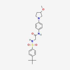 molecular formula C23H31N3O4S B2396970 2-(4-(叔丁基)苯磺酰胺基)-N-(4-(3-甲氧基吡咯烷-1-基)苯基)乙酰胺 CAS No. 1797871-80-7