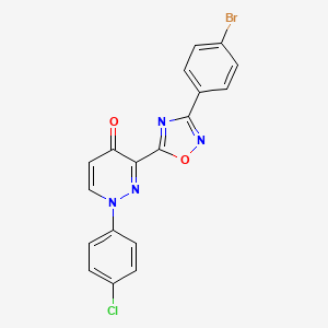 molecular formula C18H10BrClN4O2 B2396973 3-(3-(4-溴苯基)-1,2,4-恶二唑-5-基)-1-(4-氯苯基)吡啶嗪-4(1H)-酮 CAS No. 1112374-34-1