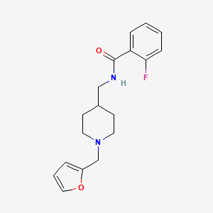 molecular formula C18H21FN2O2 B2396978 2-氟-N-((1-(呋喃-2-基甲基)哌啶-4-基)甲基)苯甲酰胺 CAS No. 953915-64-5