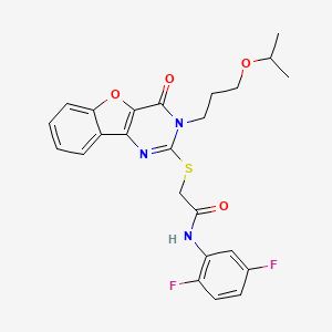 molecular formula C24H23F2N3O4S B2396979 N-(2,5-二氟苯基)-2-((3-(3-异丙氧基丙基)-4-氧代-3,4-二氢苯并呋喃[3,2-d]嘧啶-2-基)硫代)乙酰胺 CAS No. 900004-28-6